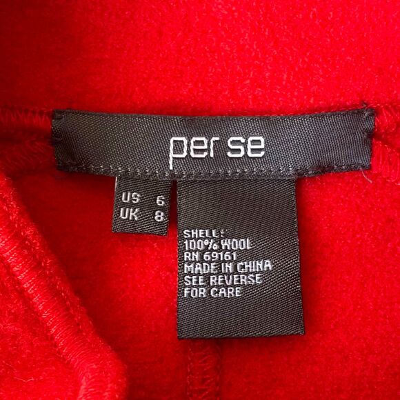 Per Se Red Orange Boiled Wool Mandarin Collar Hidden Snap Jacket - Women's 6 - Picture 8 of 9